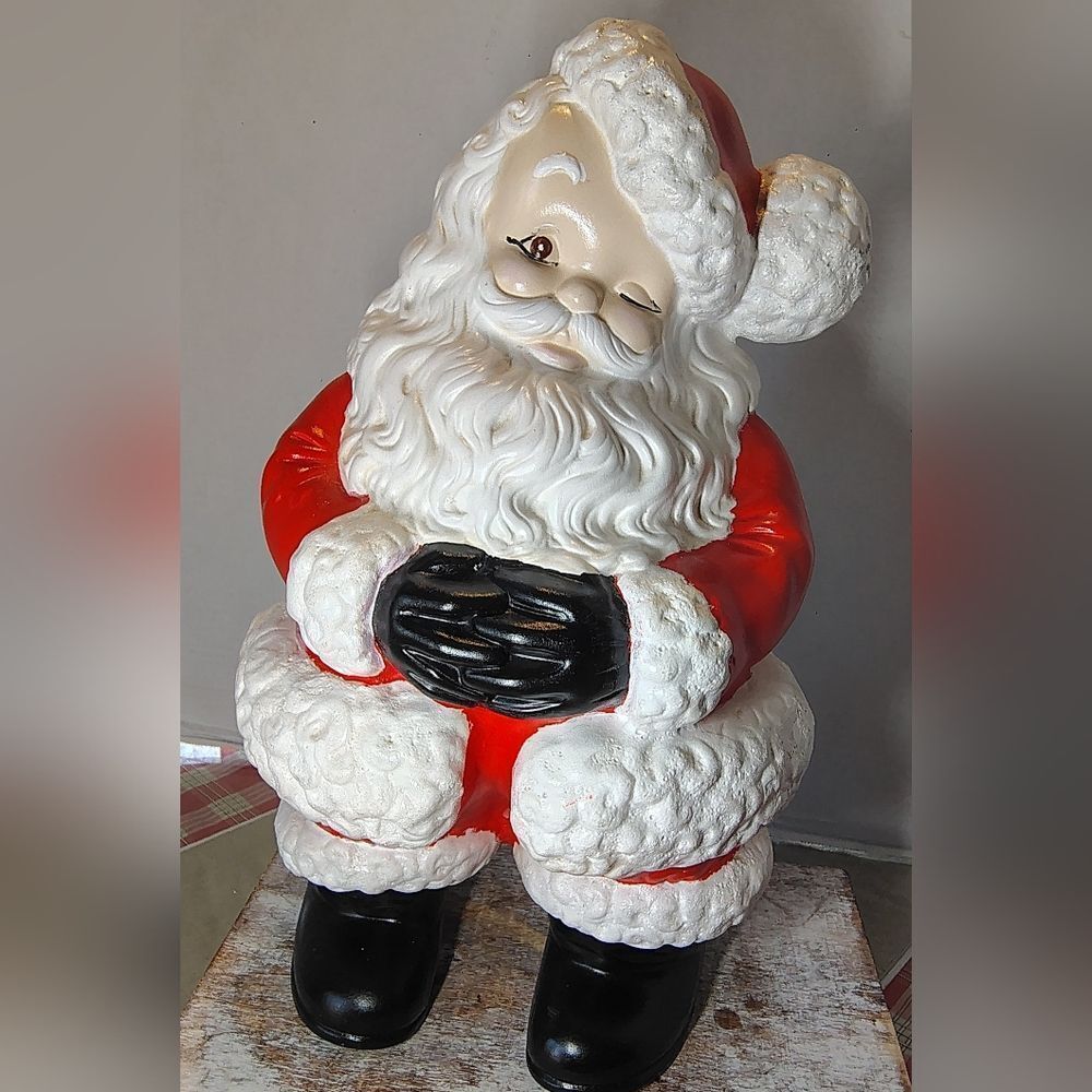 Vintage 13" Painted Ceramic Santa 1970s